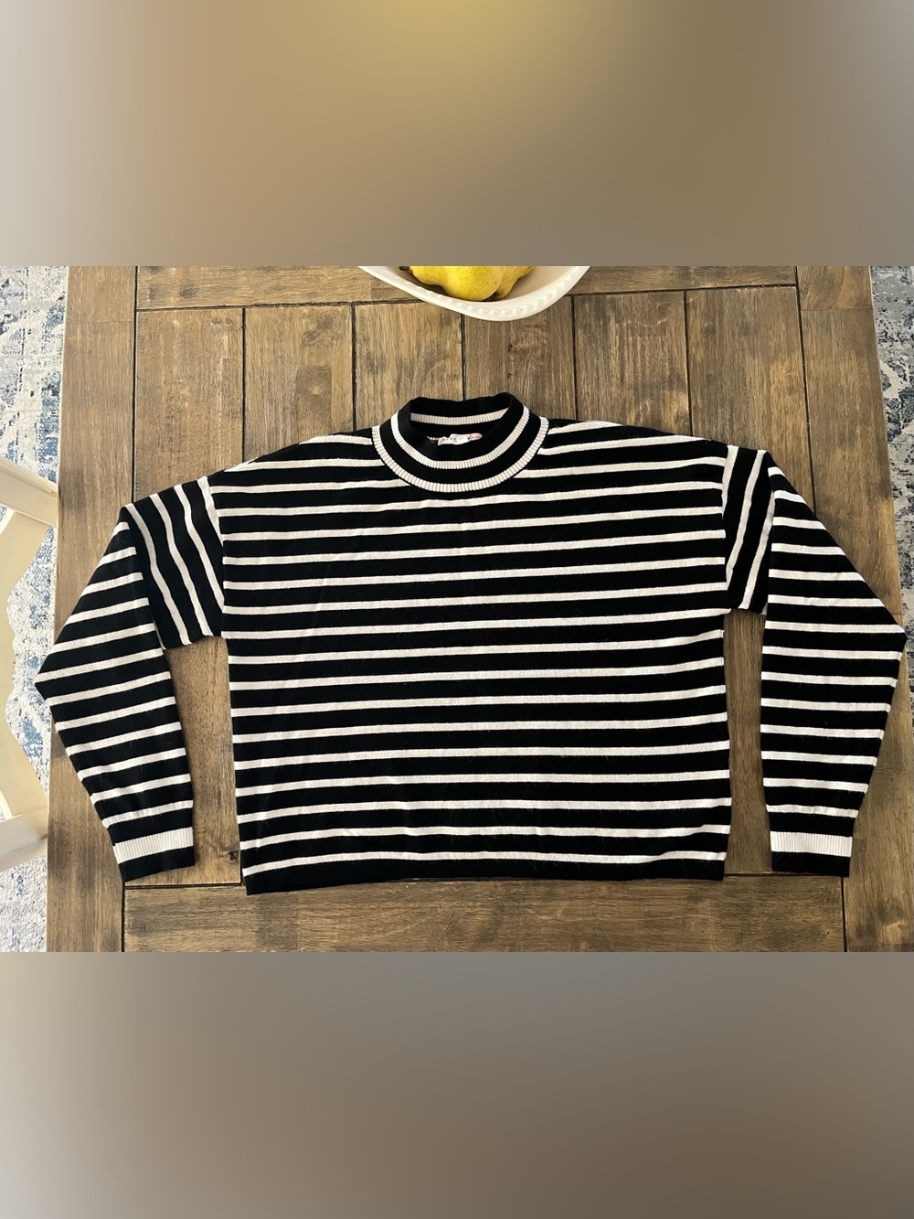 Hazel Moon Women’s Striped Crewneck Sweater - Black & White size XL